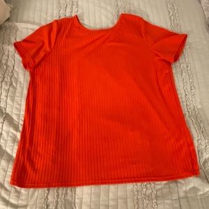 Large Red Ribbed Top!  Worn Once/ EUC! Wrap/Open back!